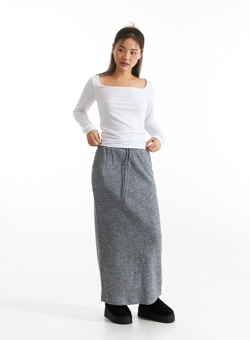 Rib knit maxi on sale skirt