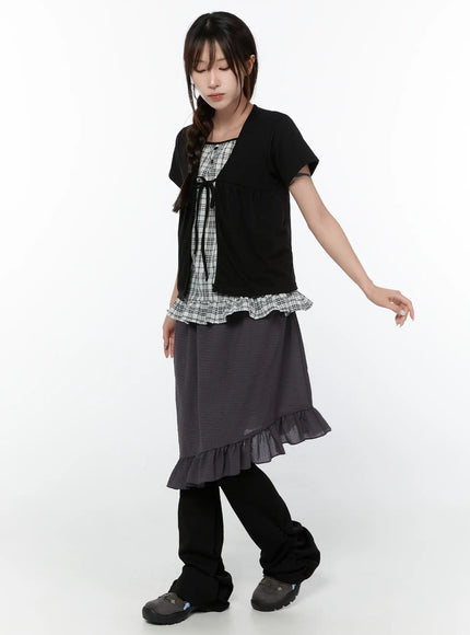 layered-check-frill-sleeve-top-cy515