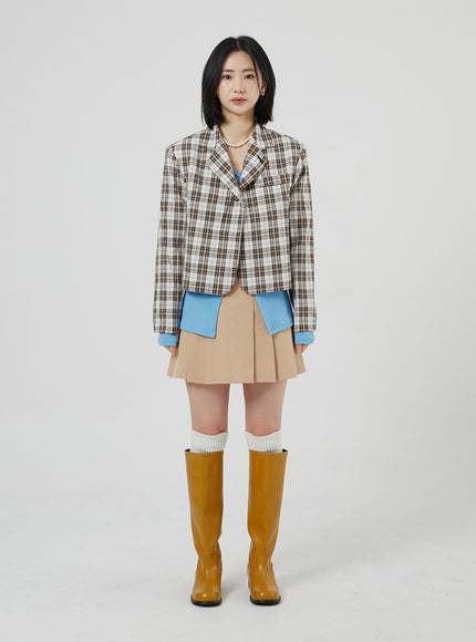 Check Pattern Crop Blazer OF310