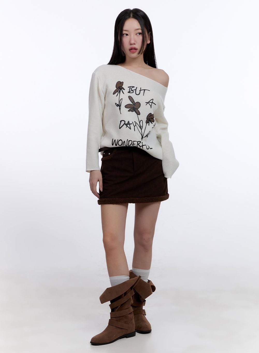 fur-lined-corduroy-mini-skirt-cj511