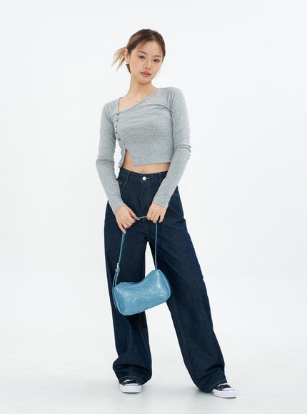 Cropped Cardigan with Diagonal Buttons CM22