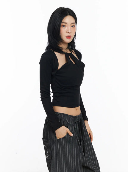 Cut-Out Halter Crop Top CJ523