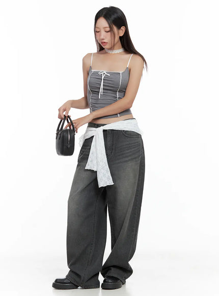 lace-trim-shirred-ribbon-camisole-cl508