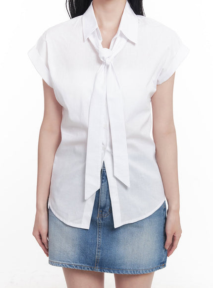 collared-blouse-top-neck-tie-set-cy523