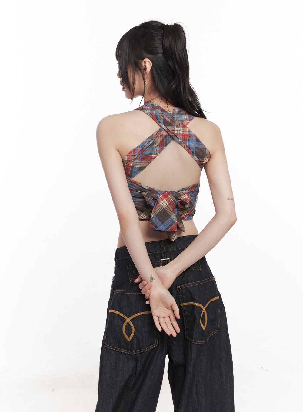 plaid-print-halter-top-cy520