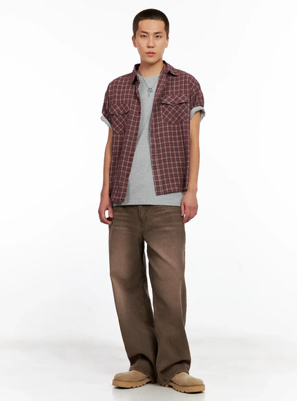 mens-plaid-short-sleeve-flannel-shirt-ig511