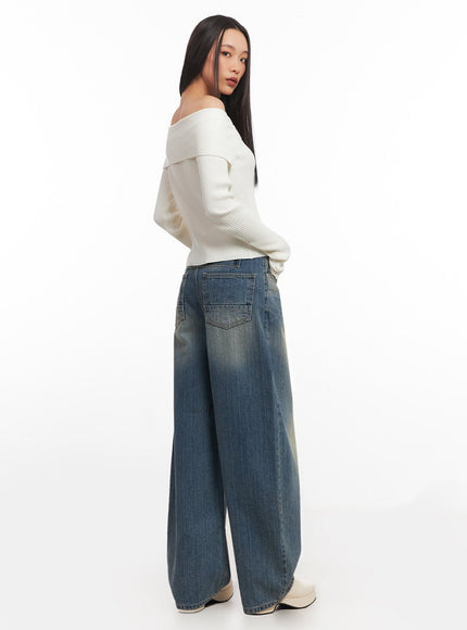 Sharon Washed Wide-Fit Baggy Jeans IA507