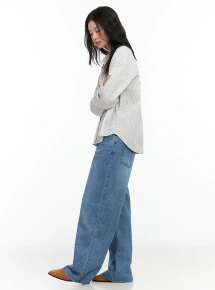 Cotton Check Button Shirt IM524