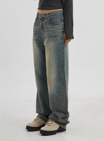 Vintage Wash Wide Leg Jeans CJ319