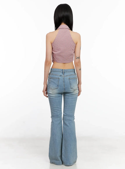 gingham-sleeveless-halter-top-cl525