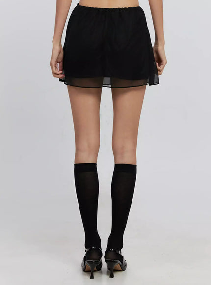Sheer Chiffon Mini Skirt IS516