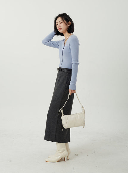 Wool Blend Maxi Skirt OJ310