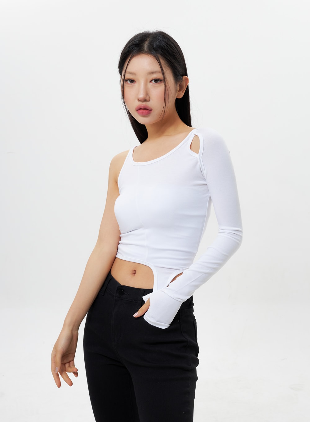 Unbalanced Cut Out Top IY311