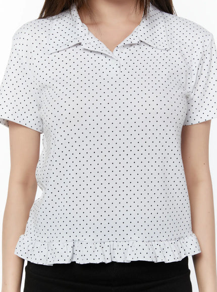 polka-dot-collar-frill-blouse-cy518