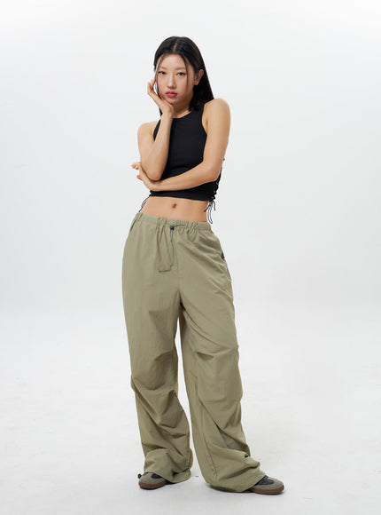 Nylon Wide Track Pants IY311