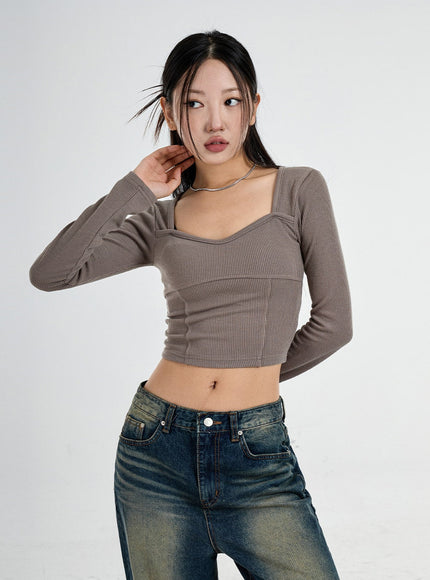 Heart Neck Crop T-Shirt CO11