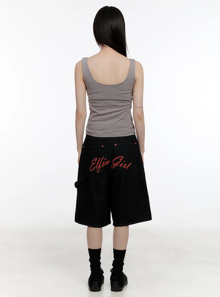 red-text-graphic-embroidered-jorts-cl504