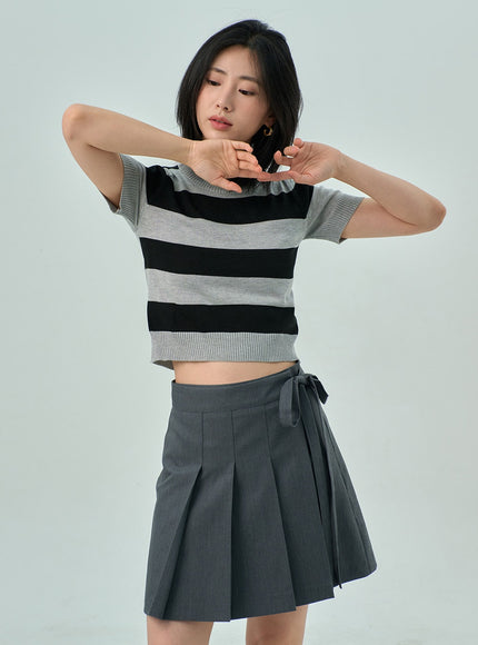 Wrapped Pleated Mini Skirt OY315