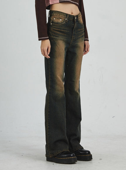 Vintage Washing Bootcut Jeans CD02