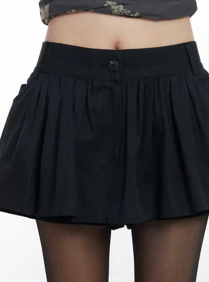 Chic Pleated Mini Skort with Elastic Waistband CJ526