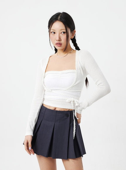 Lace Top And Cardigan Set CM324