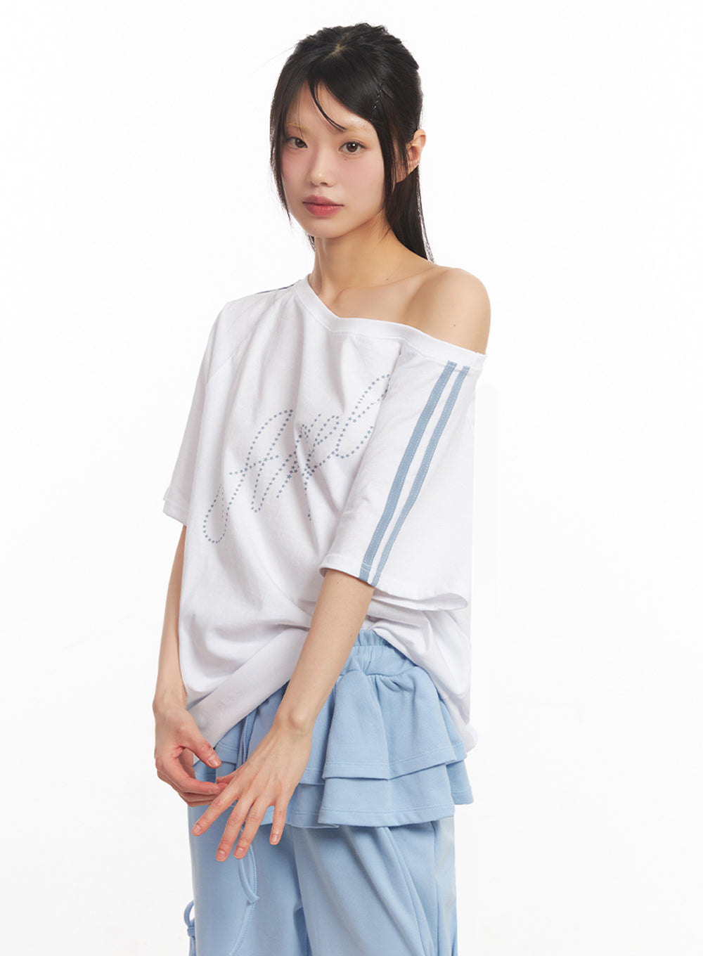 angel-stud-one-shoulder-stripe-t-shirt-iy502