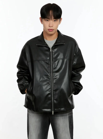 Men's Oversized Faux Leather Jacket IN506