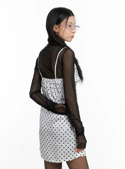 Polka Dot Satin Lace Mini Dress CG525