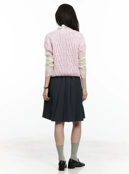 Cable Knit Short Sleeve Top IF524