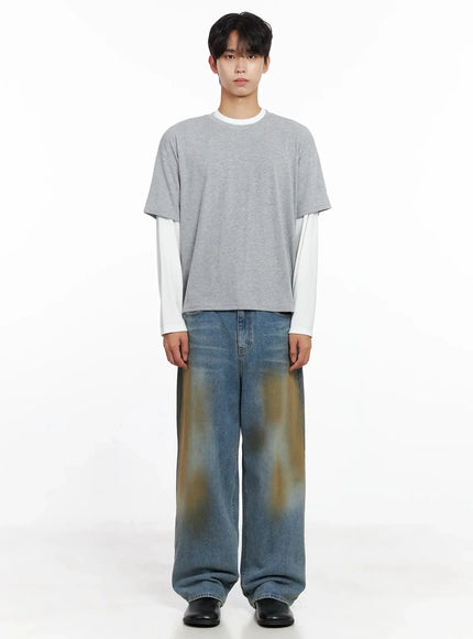 Men's Layered Semi-Crop T-Shirt IO516