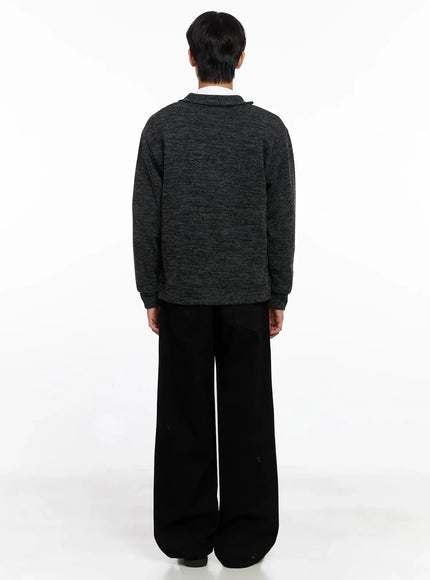 Men's Button-Up Collar Knit Cardigan IO516