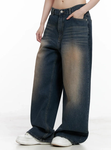 Solji Acid Washed Wide-Leg Jeans IL531