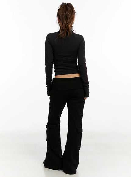 High Waist Cargo Bootcut Pants CD517