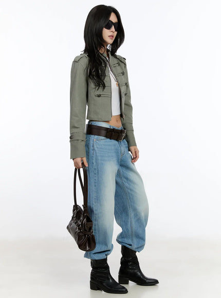 Military Style Cropped Jacket CA508