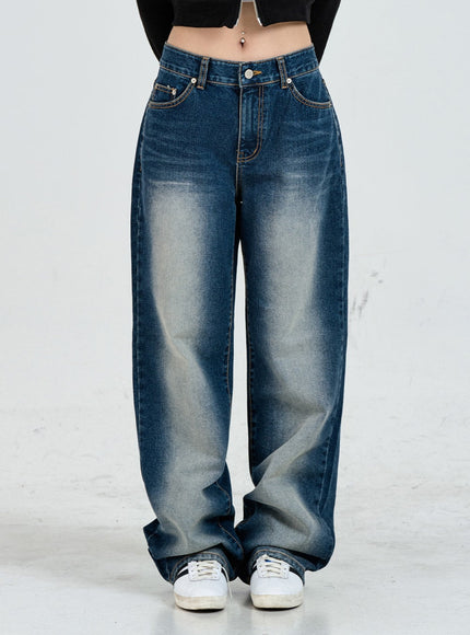 Wide Leg Faded Color Denim Pants CO11