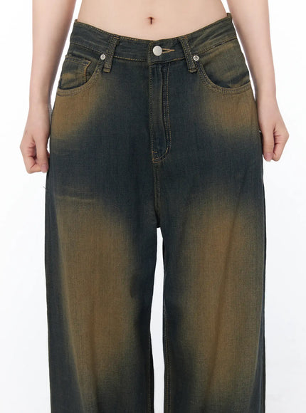 Doah Vintage Washed Wide Leg Jeans CY505