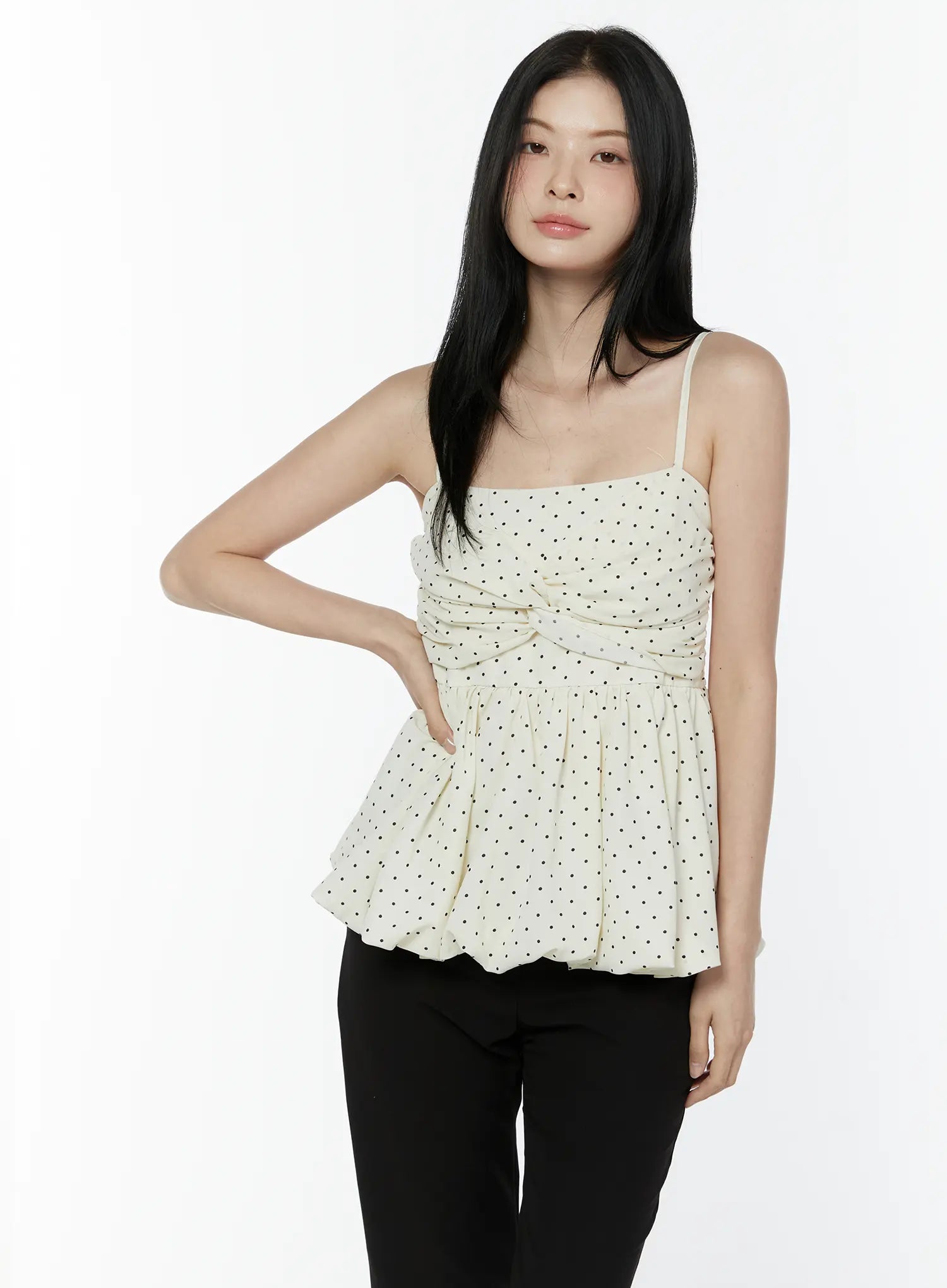 polka-dot-twist-detail-tank-top-iu505