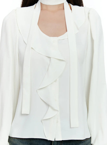 ruffled-chiffon-blouse-with-scarf-set-cs518