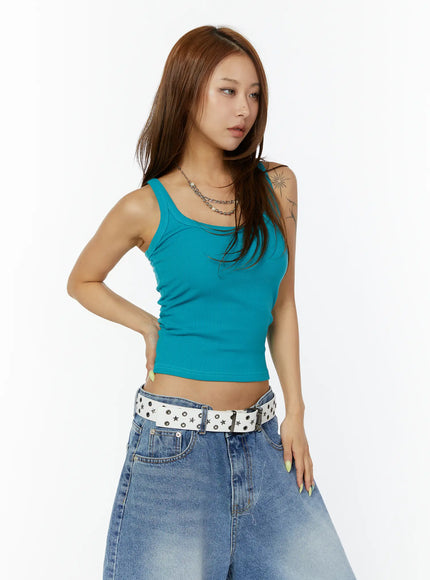 ribbed-crop-tank-top-cy521 / Blue