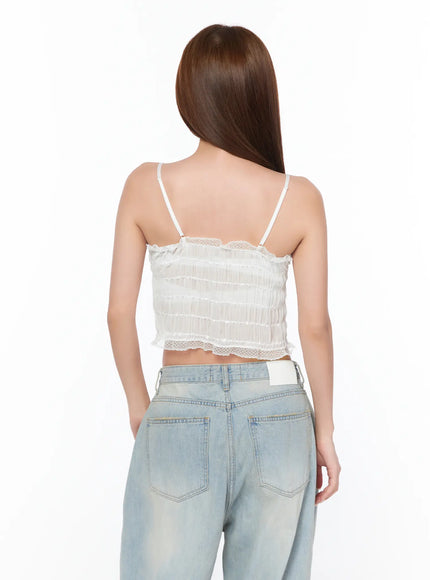 Lace Ribbon Sleeveless Top CA515