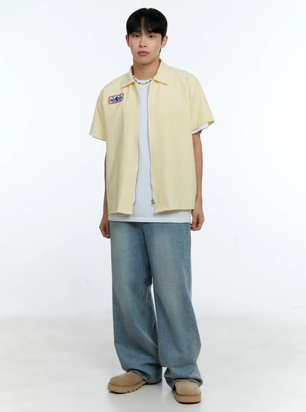 mens-pinstripe-short-sleeve-zip-shirt-ig519