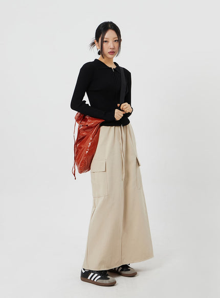 Ribbed Knit Zip-Up CF324