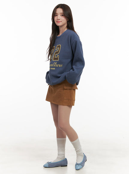 Fuzzy Oversized Crew-Neck Sweatshirt IJ510