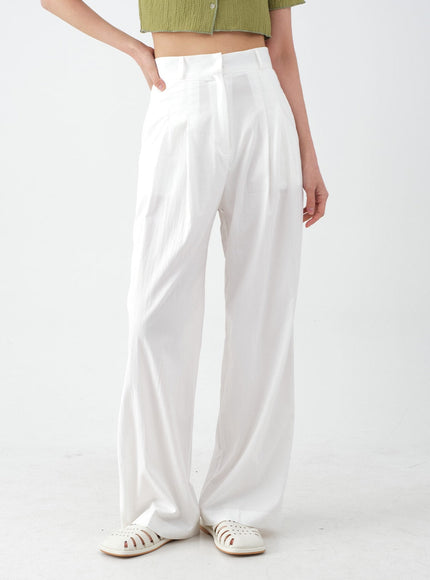 Wide Leg Tailored Pintuck Trousers CM3