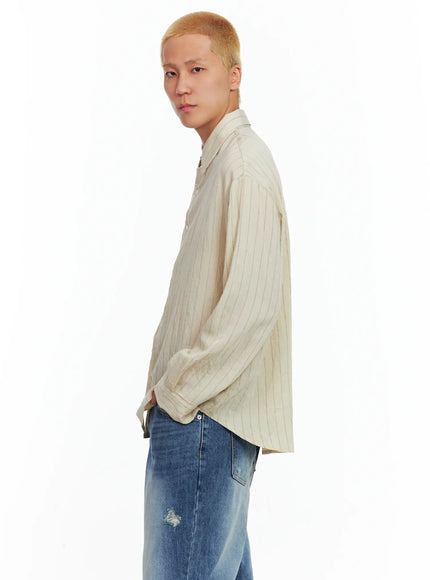 Men's Linen Button-Up Shirt IL514