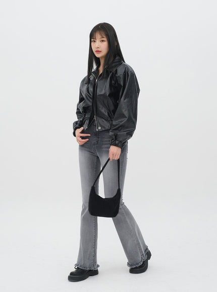 Veste courte en faux cuir J19