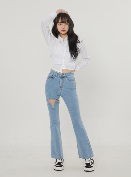 Ripped Bootcut Jeans BF306