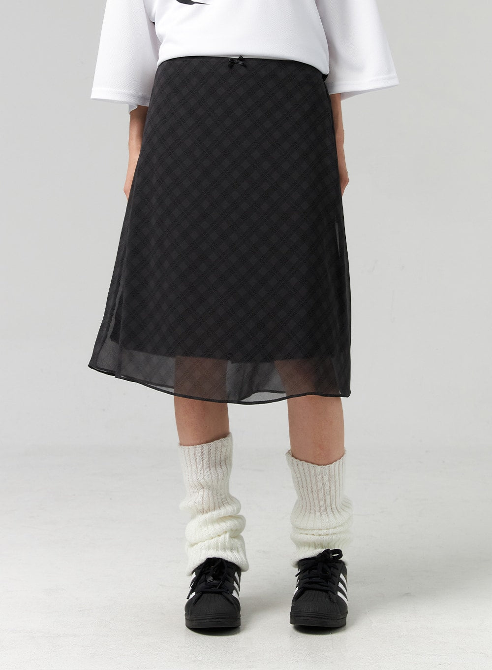 話題の行列 lip Her to／Plaid Skirt Midi Jacquard ロングスカート