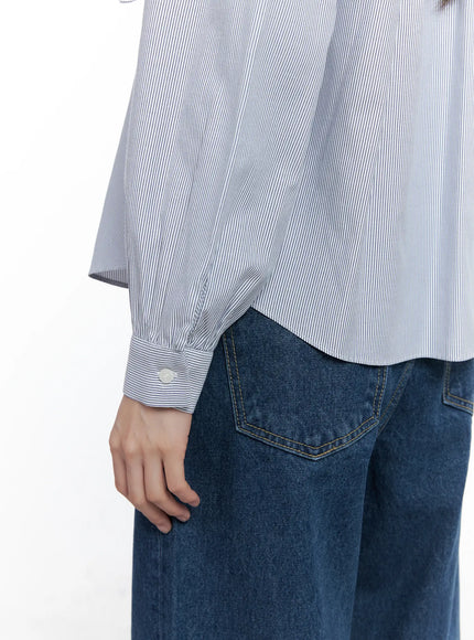 Striped Puff Sleeve Tie Blouse CO506