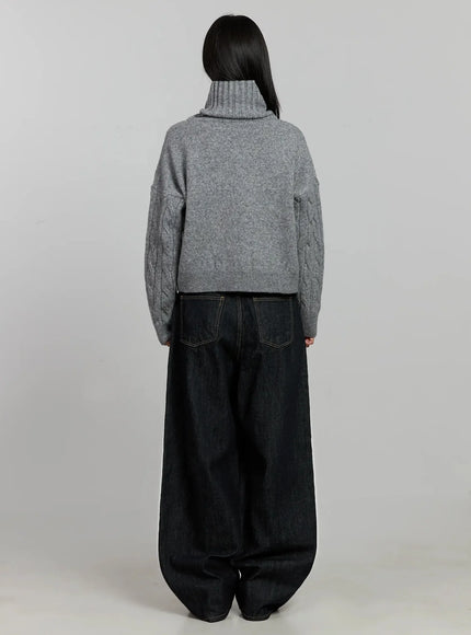 Malia Fleece-Lined Dark Wash Wide Jeans IJ502